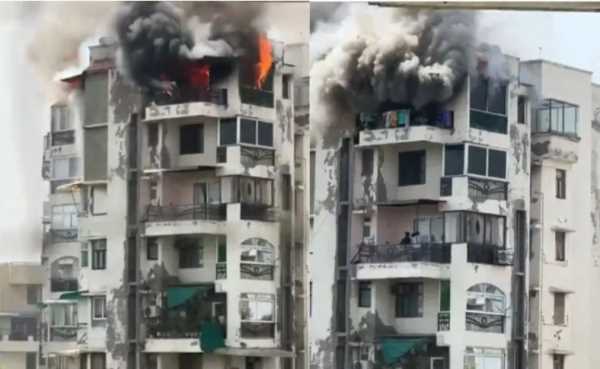 द्वारका सेक्टर-13 की बिल्डिंग में भीषण आग, 7 वीं मंजिल से कूदे पिता और दो बच्चों की मौत