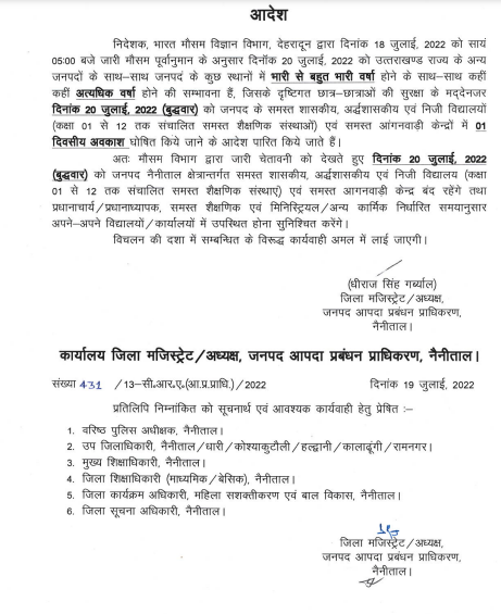 Uttarakhand News: भारी बारिश की संभावना को देखते हुए प्रशासन हुआ सतर्क, कल नैनीताल जिले के सभी स्कूलों को बंद करने का लिया फैसला 