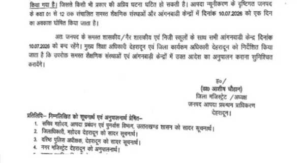  भारी बारिश के रेड अलर्ट के बाद नैनीताल में कक्षा 1 से 12 तक सभी स्कूल और आंगनबाड़ी केंद्र बंद