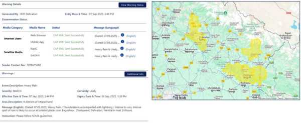 उत्तराखंड में अगले 24 घंटे भारी बारिश के, इन ज़िलों में अलर्ट